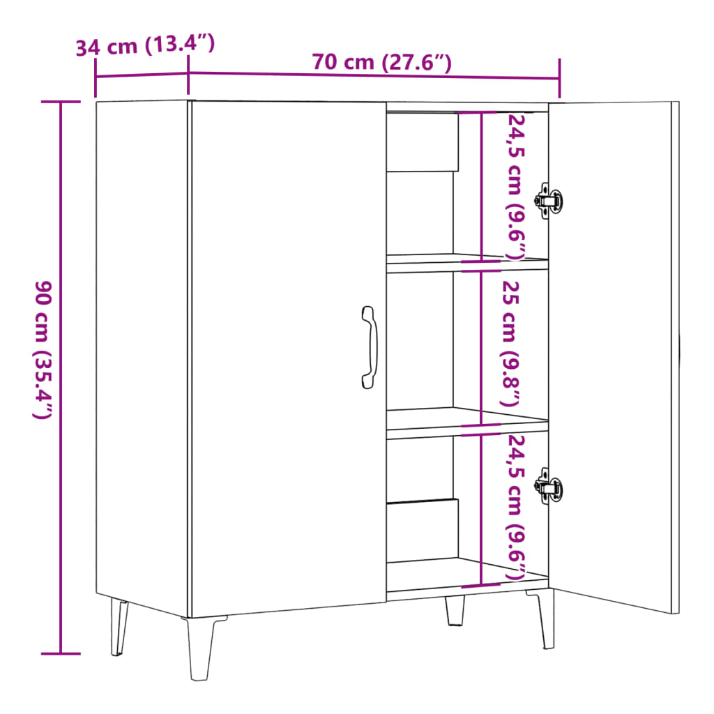 Skjenk Gammelt Tre 70x34x90 cm