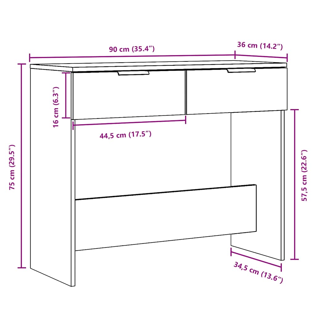 Avlastningsbord konsollbord Artisan Eik 90x36x75 cm