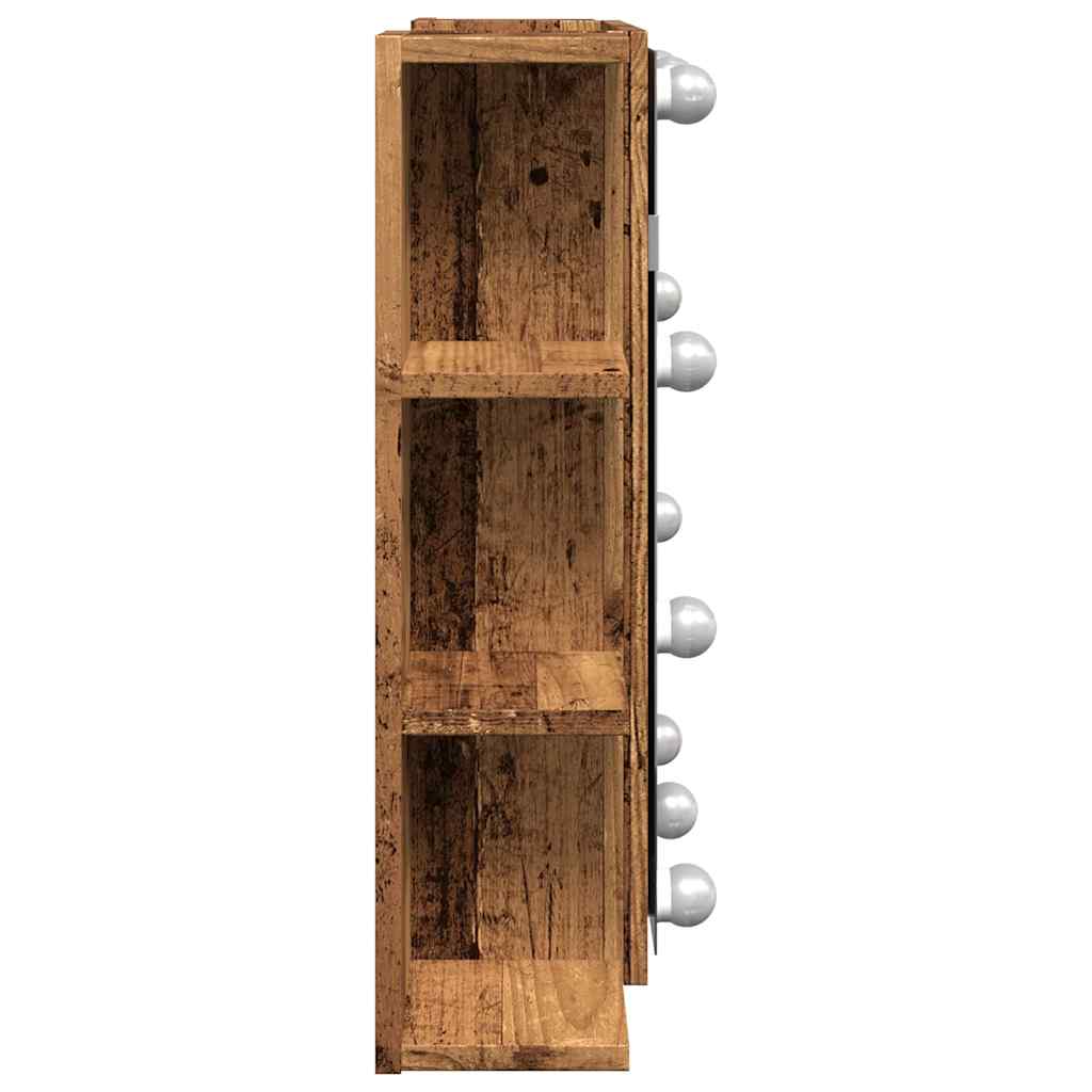 Baderomsspeil Skap med LED Gammelt Tre 70x16,5x60 cm