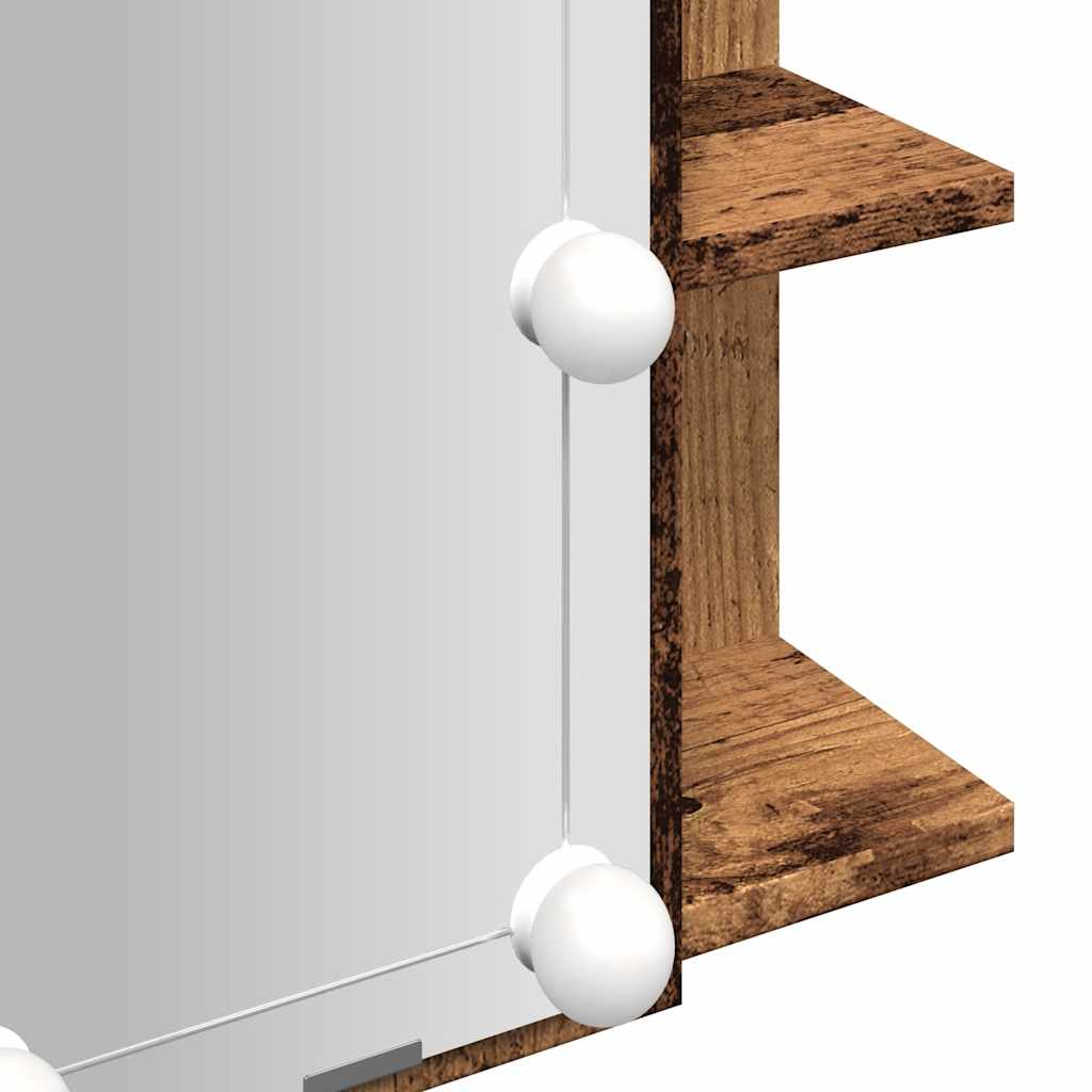 Baderomsspeil Skap med LED Gammelt Tre 70x16,5x60 cm