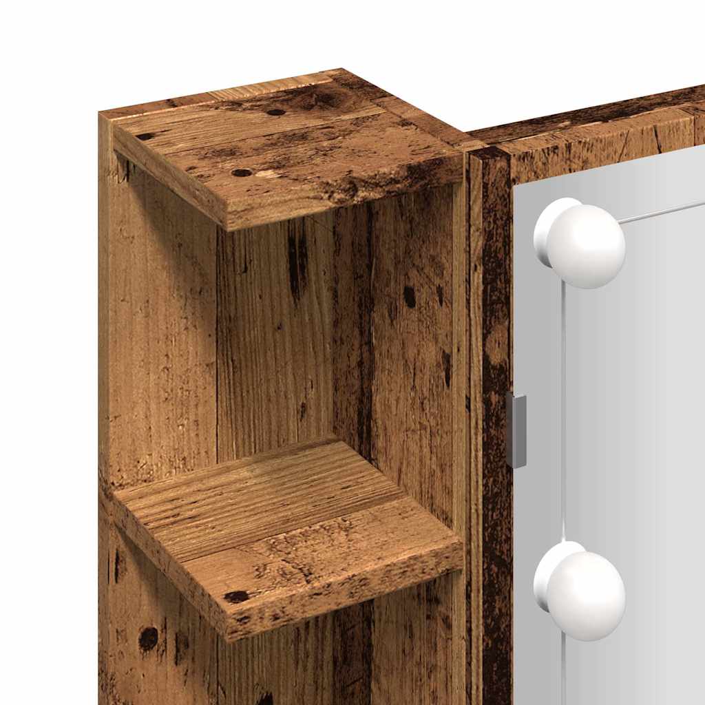 Baderomsspeil Skap med LED Gammelt Tre 70x16,5x60 cm