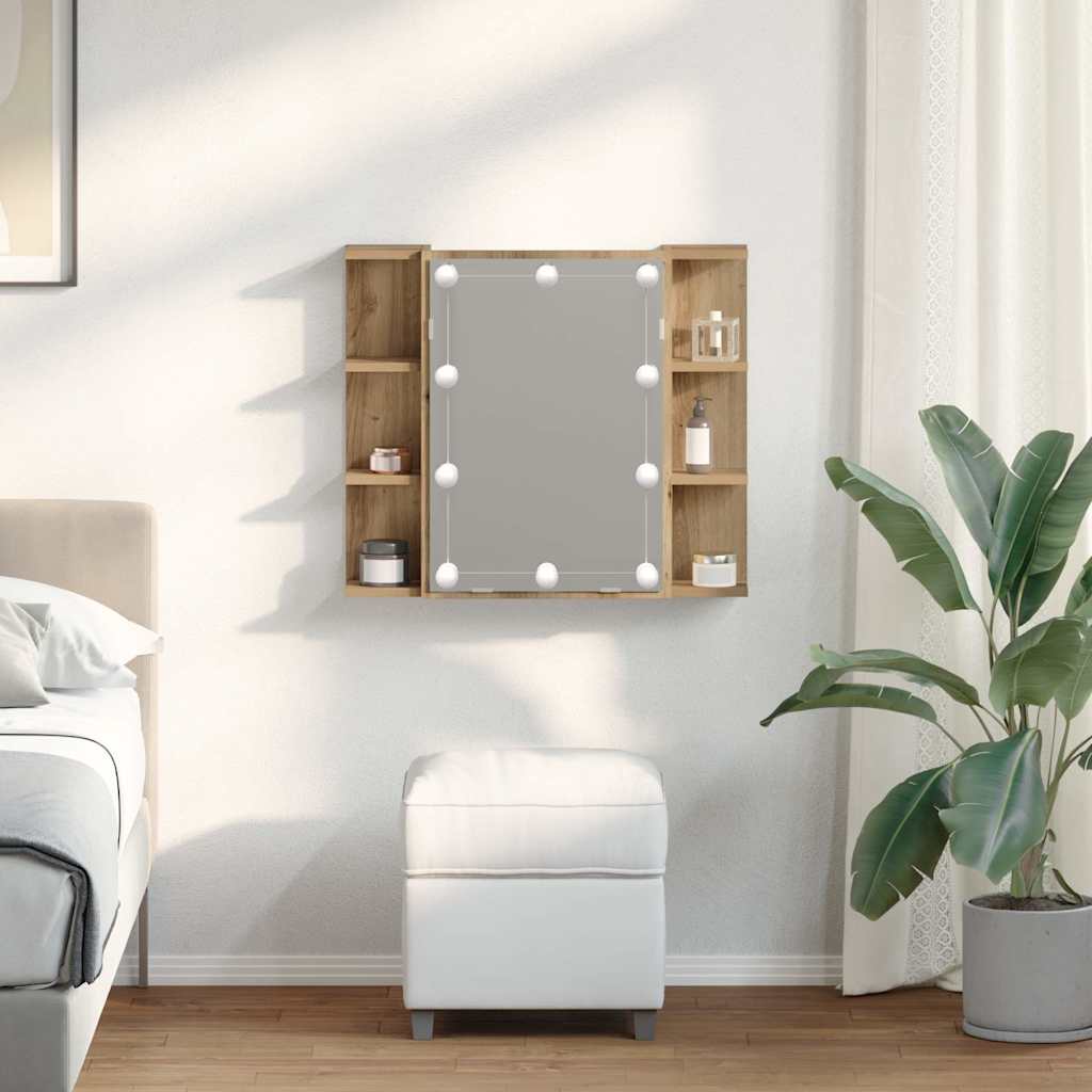 Baderomsspeil Skap med LED Artisan Eik 70x16,5x60 cm