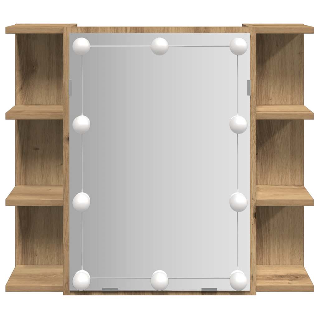Baderomsspeil Skap med LED Artisan Eik 70x16,5x60 cm