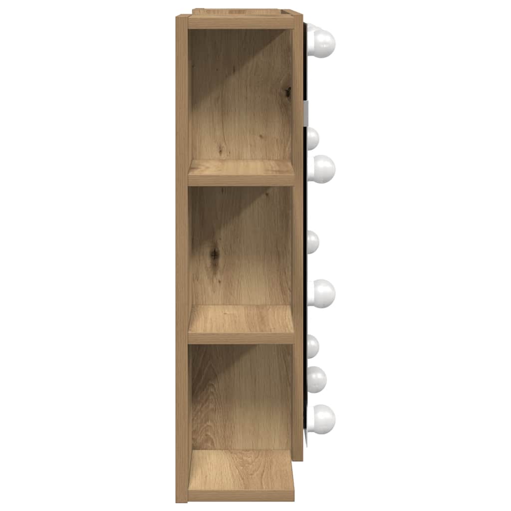 Baderomsspeil Skap med LED Artisan Eik 70x16,5x60 cm