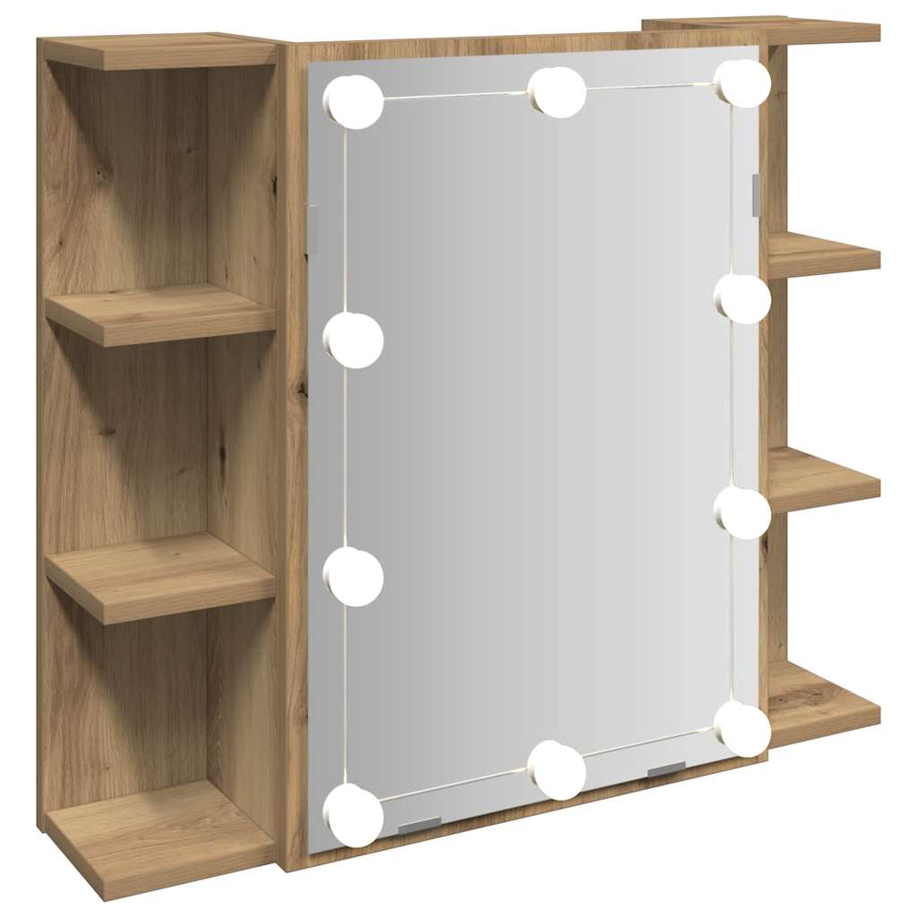Baderomsspeil Skap med LED Artisan Eik 70x16,5x60 cm