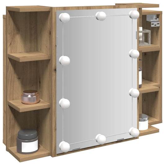Baderomsspeil Skap med LED Artisan Eik 70x16,5x60 cm