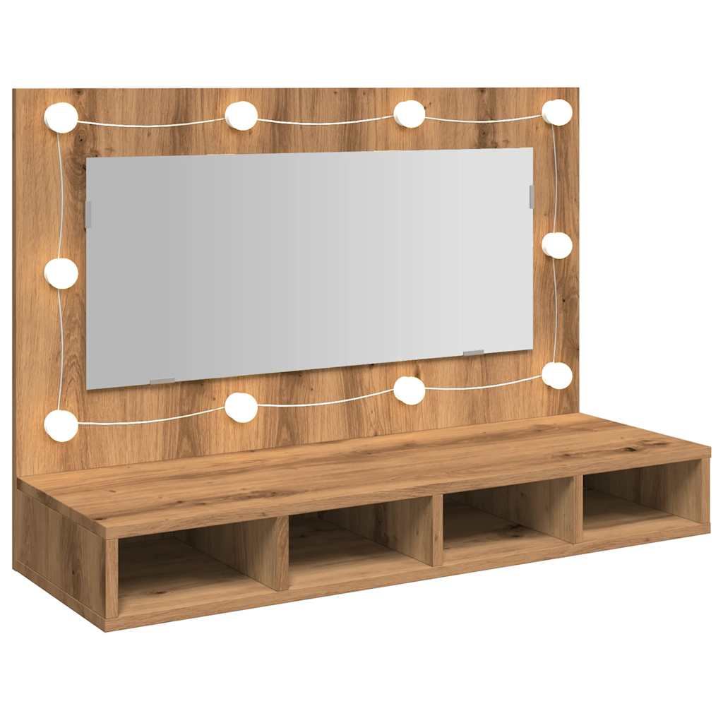 Baderomsspeil Speilskap med LED Artisan Eik 90x31,5x62 cm