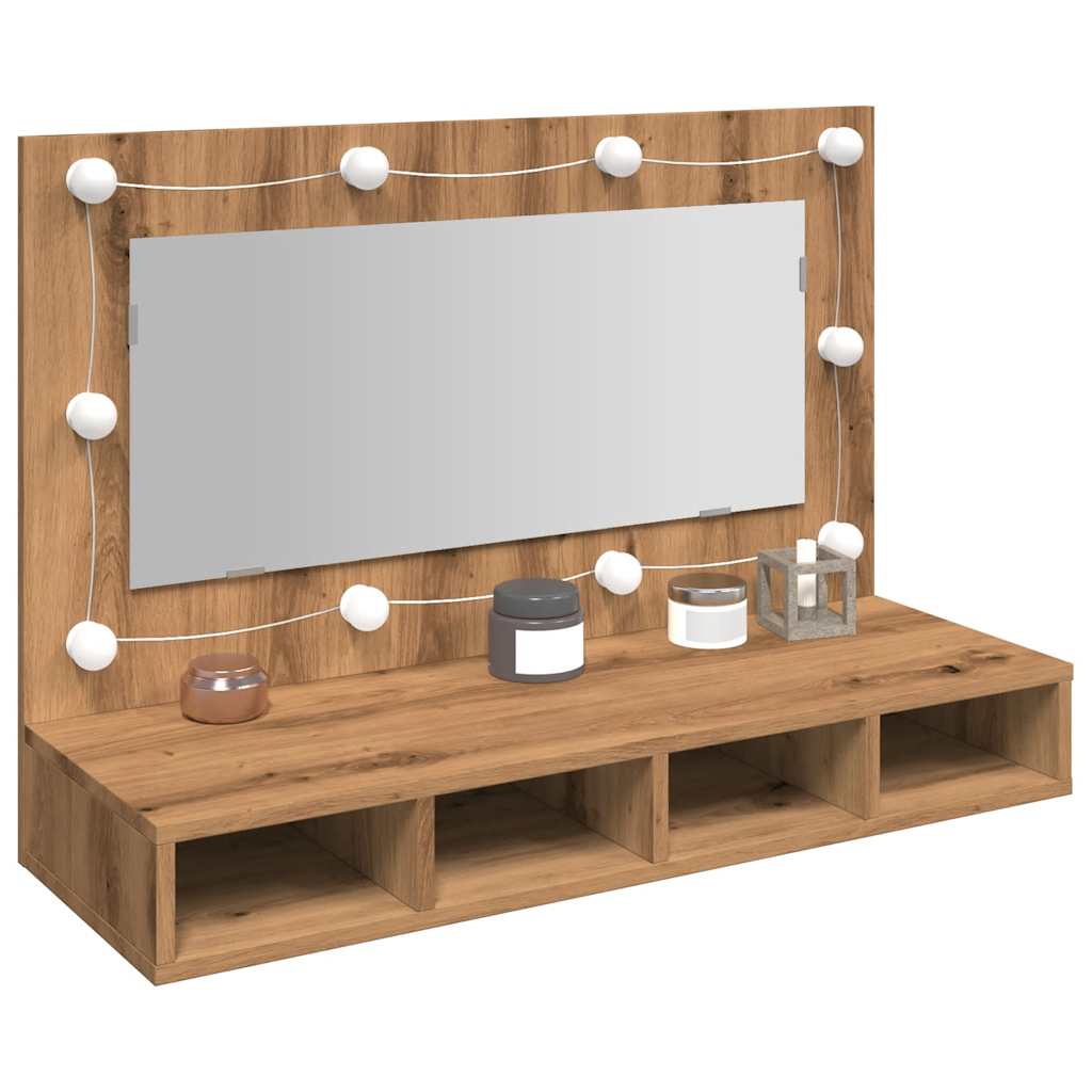 Baderomsspeil Speilskap med LED Artisan Eik 90x31,5x62 cm