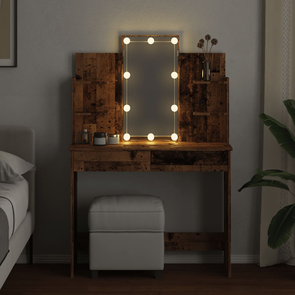 Sminkebord Gammelt Tre LED 96x40x142 cm