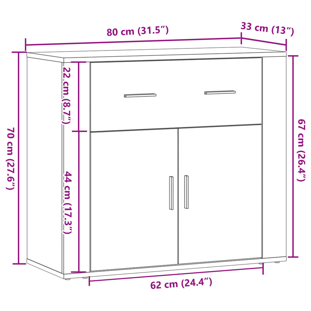 Skjenk Gammelt Tre 80x33x70 cm