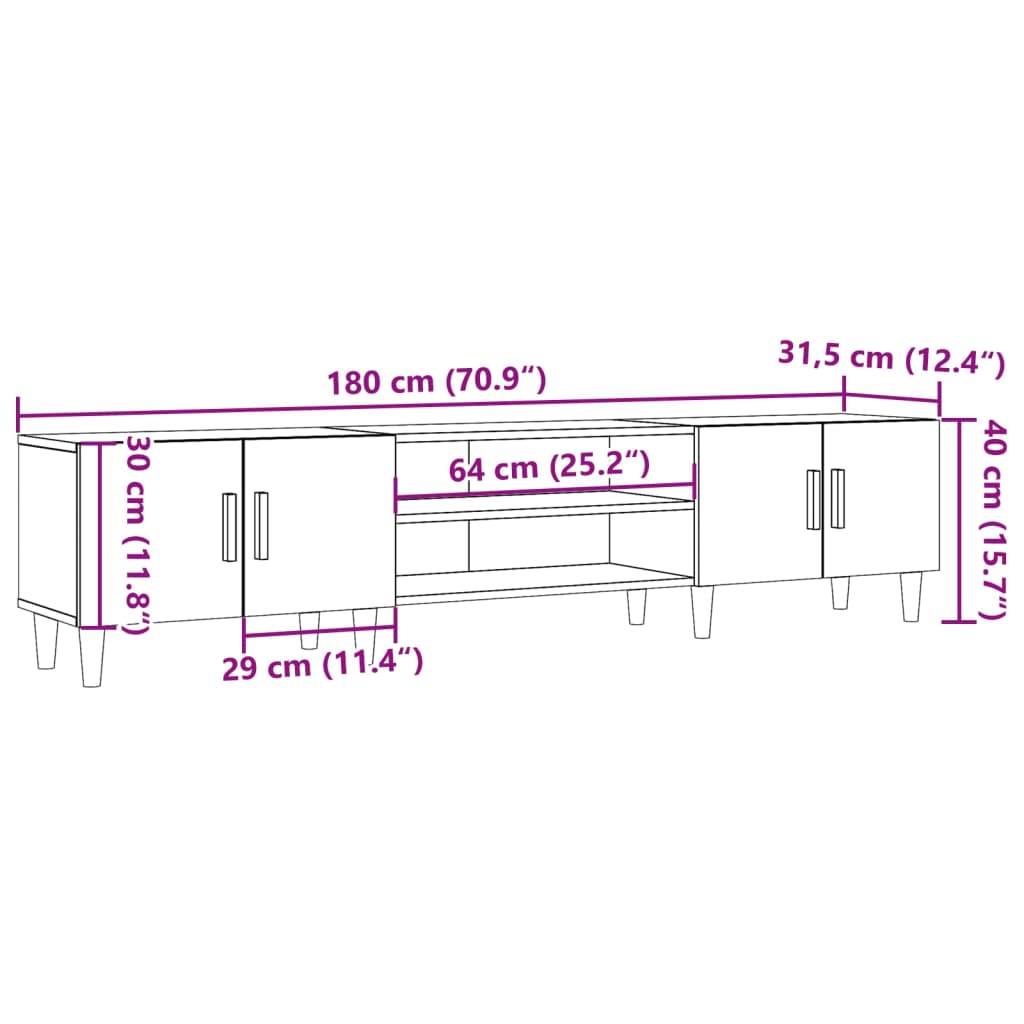 TV-Møbel Gammelt Tre TV-benk 180x31,5x40 cm