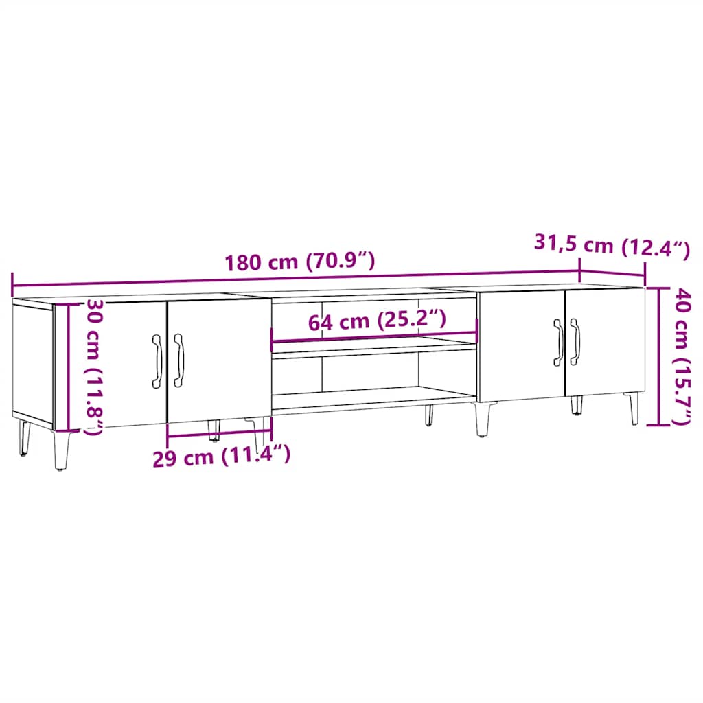 TV-Møbel Gammelt Tre Tv-benk 180x31,5x40 cm