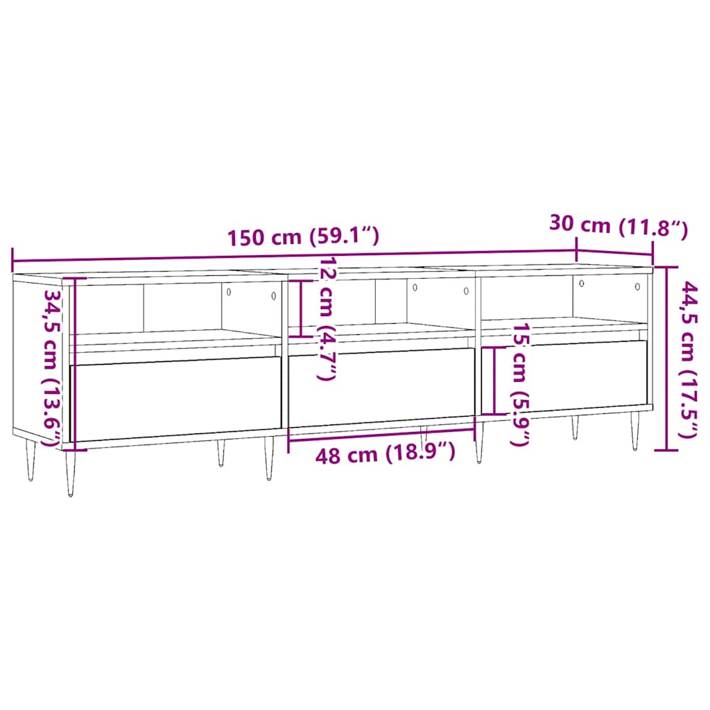TV-Møbel Gammelt Tre Tv-benk 150x30x44,5 cm