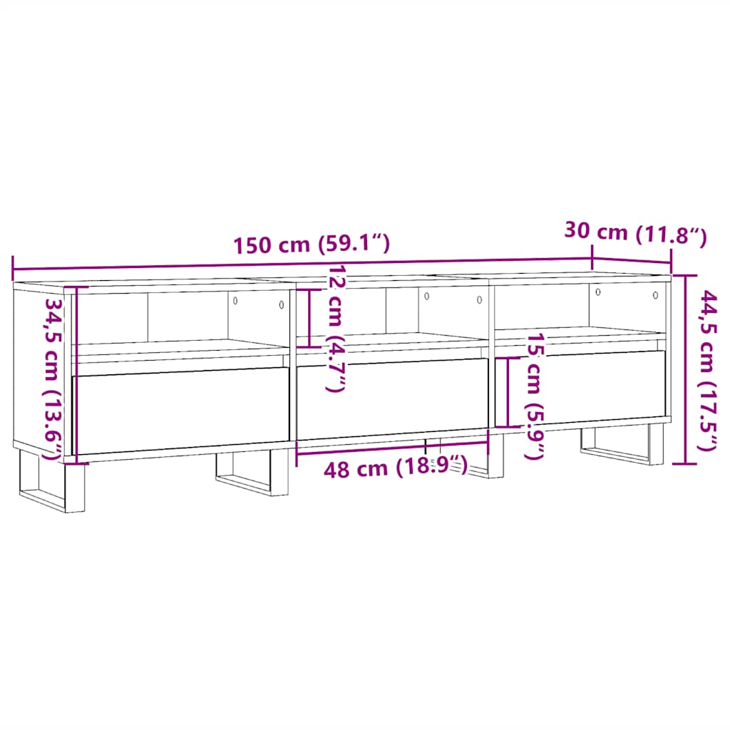 TV-Møbel Gammelt Tre TV-benk 150x30x44,5 cm
