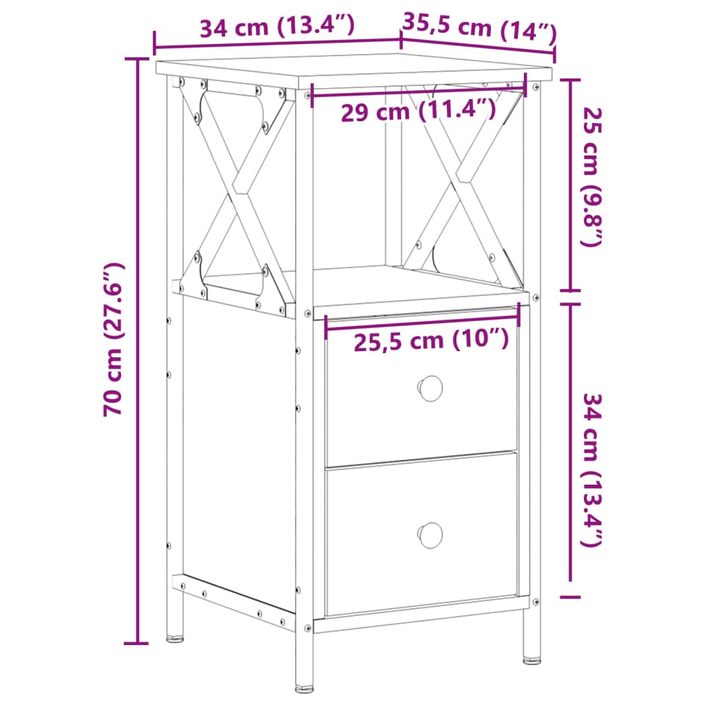 Nattbord Sengbord Gammelt Tre 34x35,5x70 cm