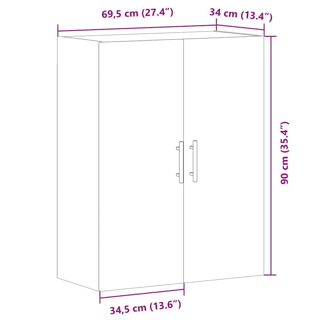 Veggskap Gammelt Tre 69,5x34x90 cm