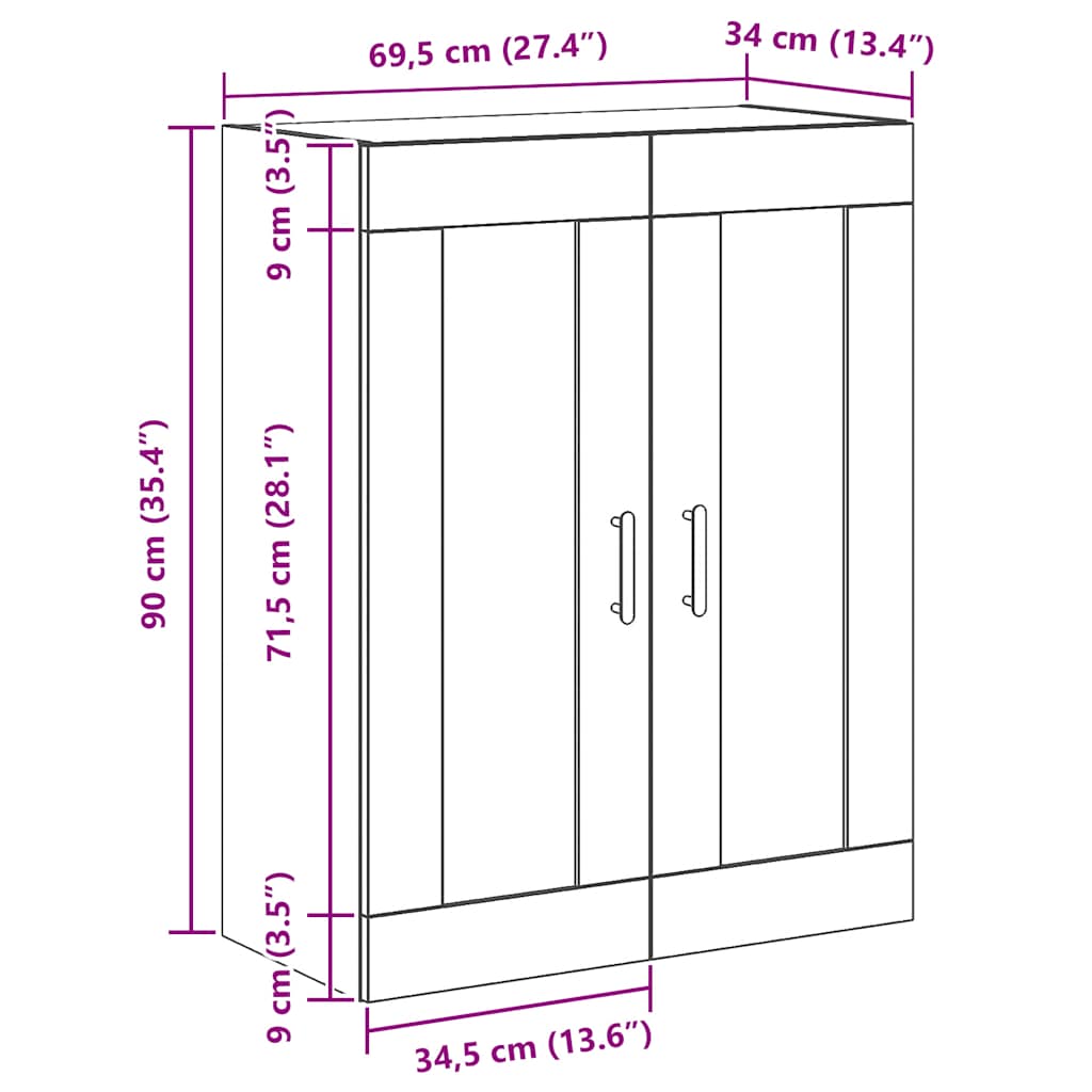 Skjenk artisan eik 69,5x34x90 cm konstruert tre