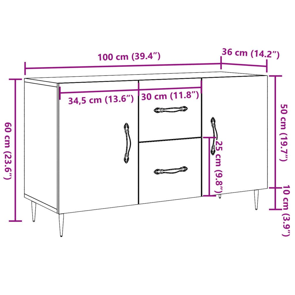 Skjenk Gammelt Tre 100x36x60 cm