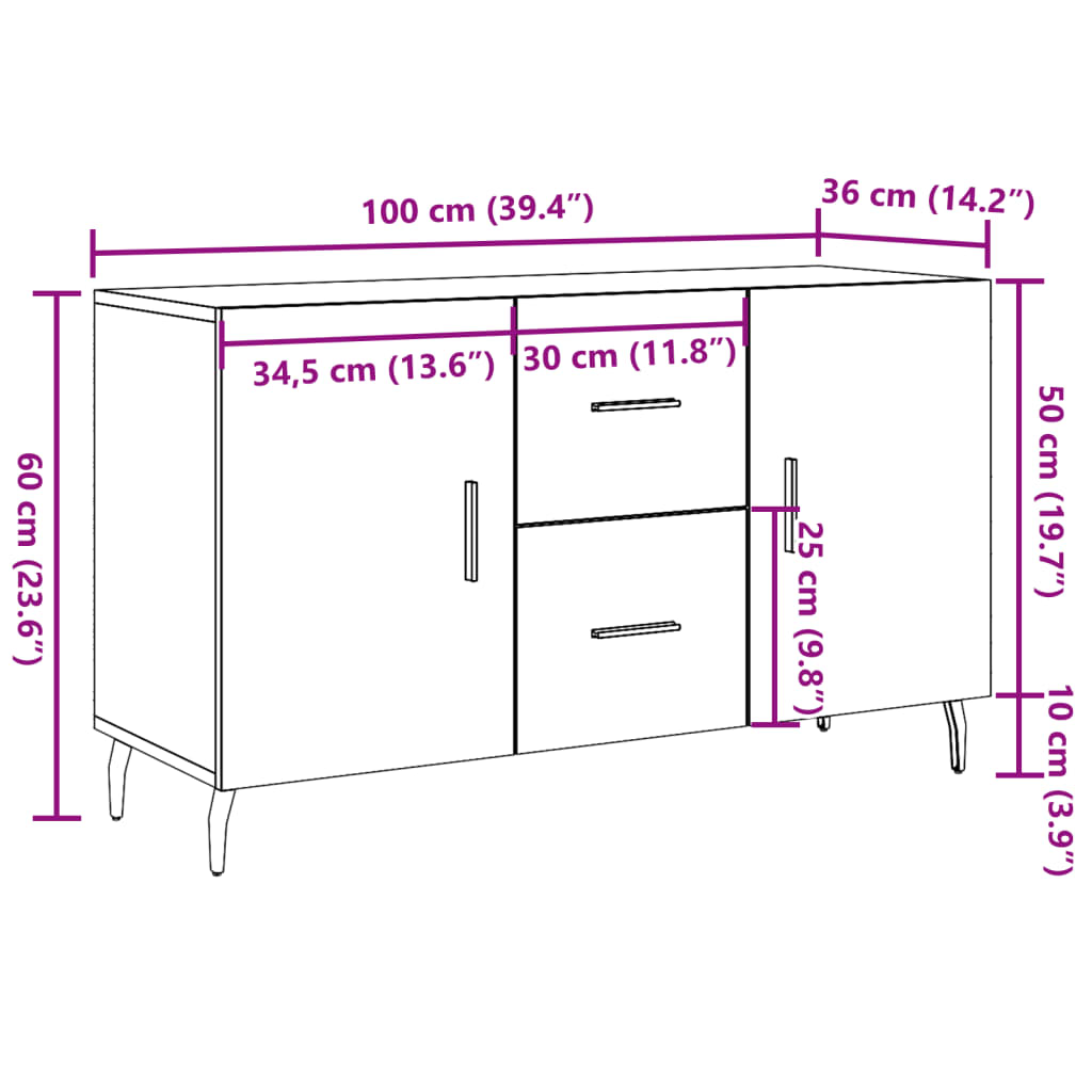 Skjenk Gammelt Tre 100x36x60 cm