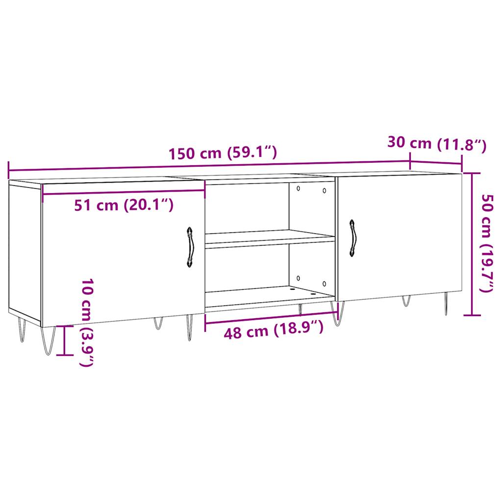 TV-Møbel Gammelt Tre TV-benk 150x30x50 cm