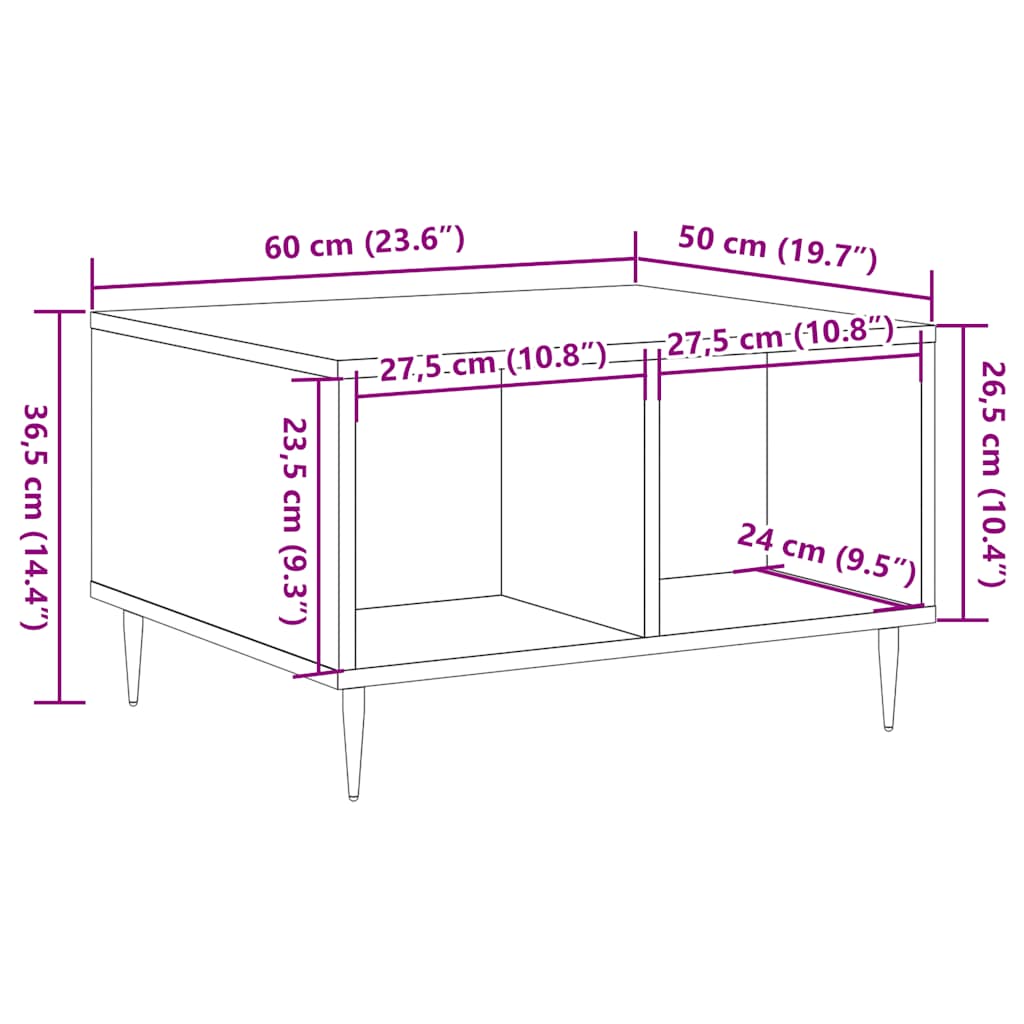 Salongbord Sofabord Artisan Eik 60x50x36,5 cm