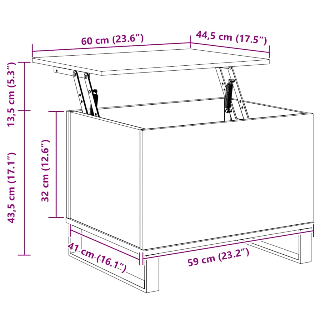 Salongbord Sofabord Gammelt Tre 60x44,5x45 cm