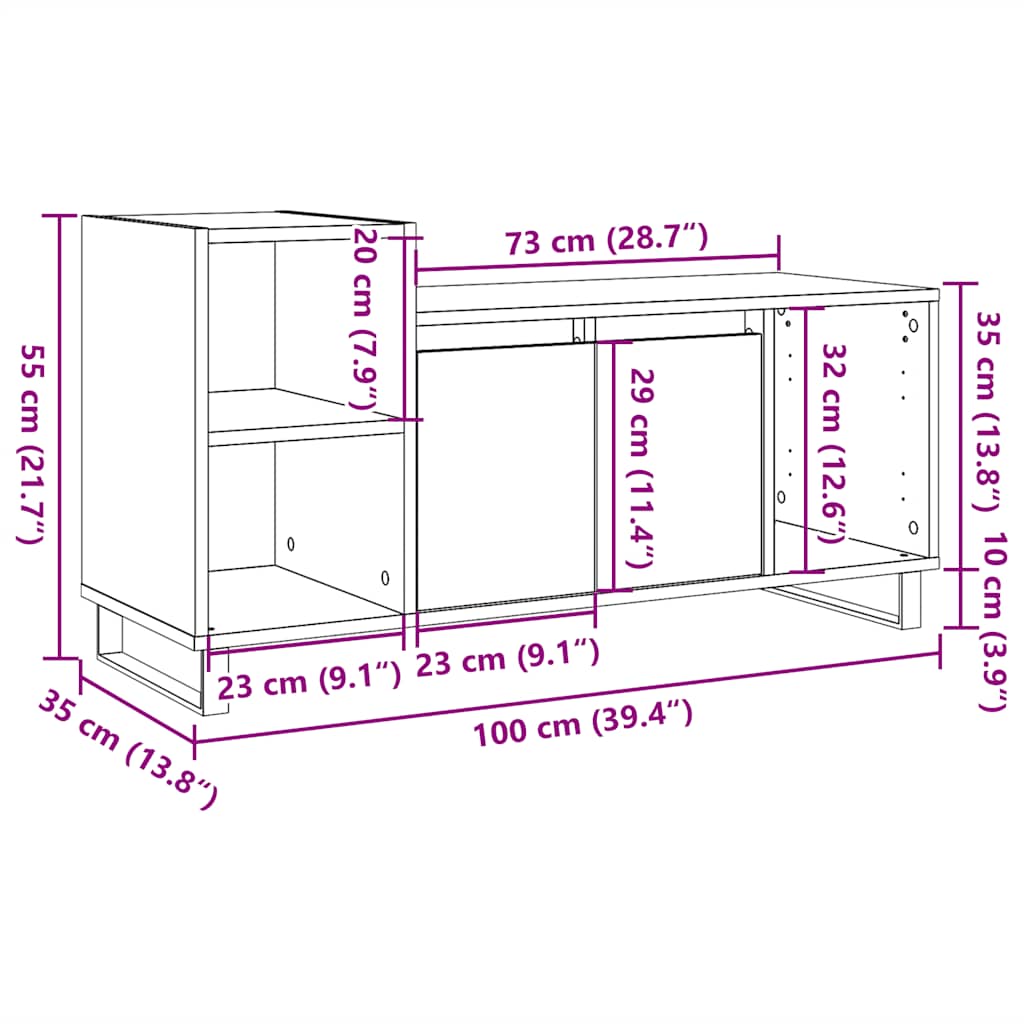 TV-Møbel Gammelt Tre Tv-benk 100x35x55 cm