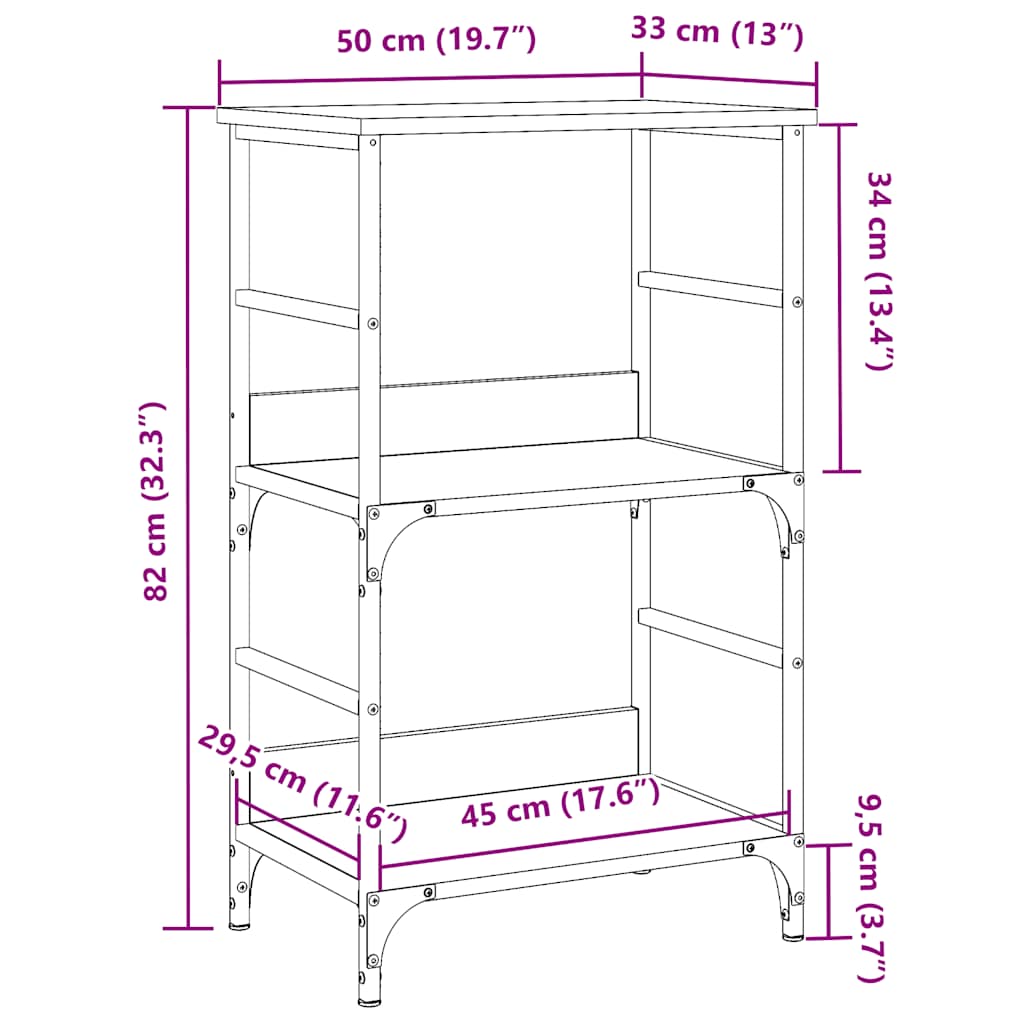 Bokhylle Gammelt Tre 50x33x82 cm