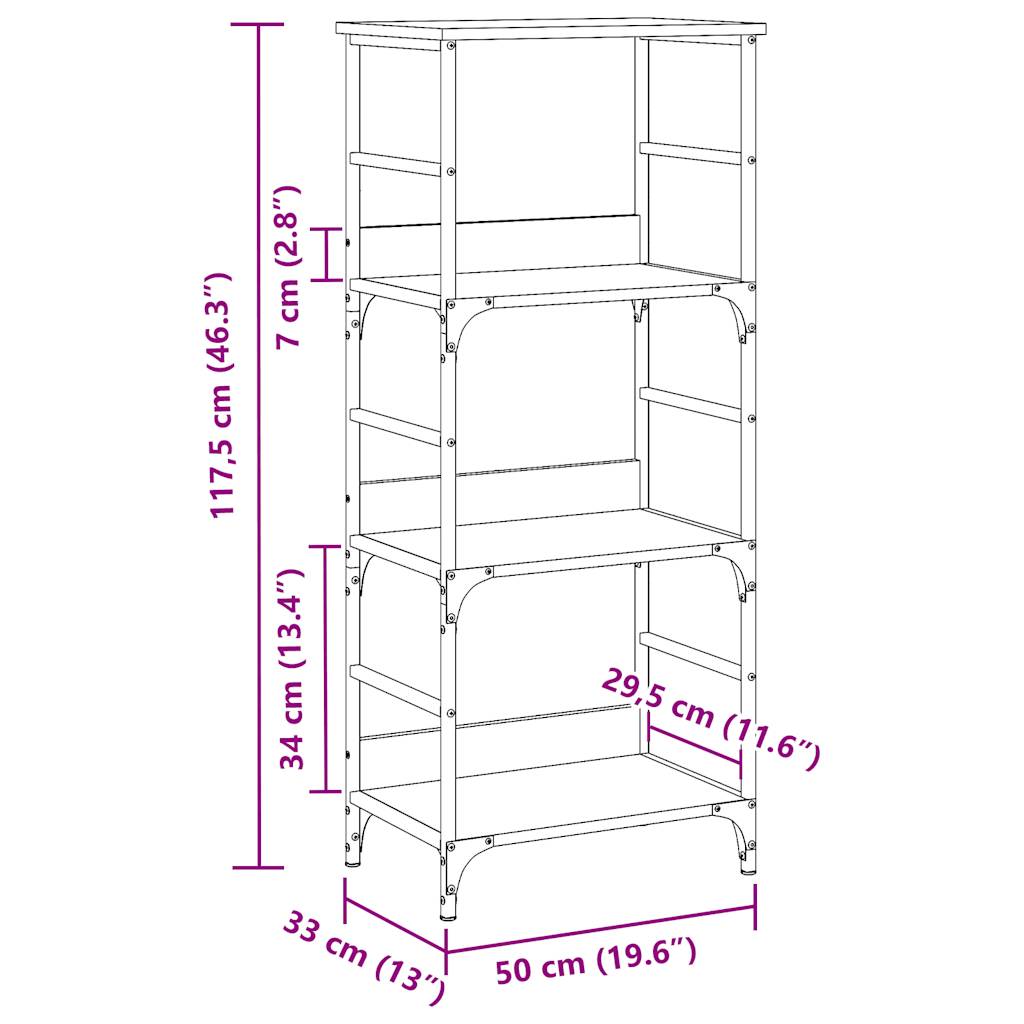 Bokhylle Gammelt Tre 50x33x117,5 cm