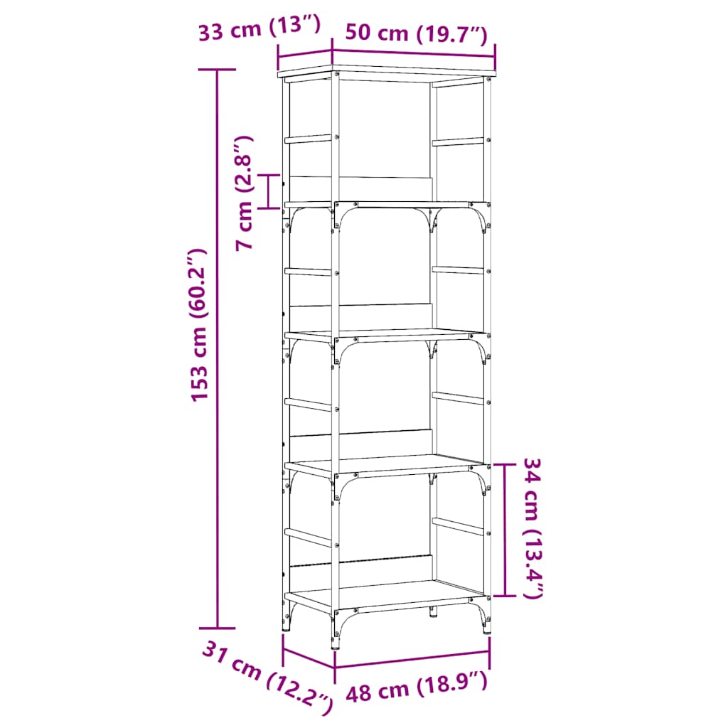 Bokhylle Gammelt Tre 50x33x153 cm