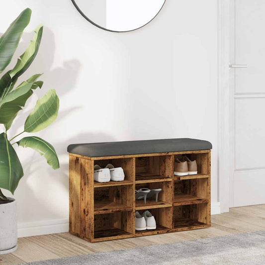 Skoskap Skohylle Skobenk Gammelt Tre 82x32x50 cm