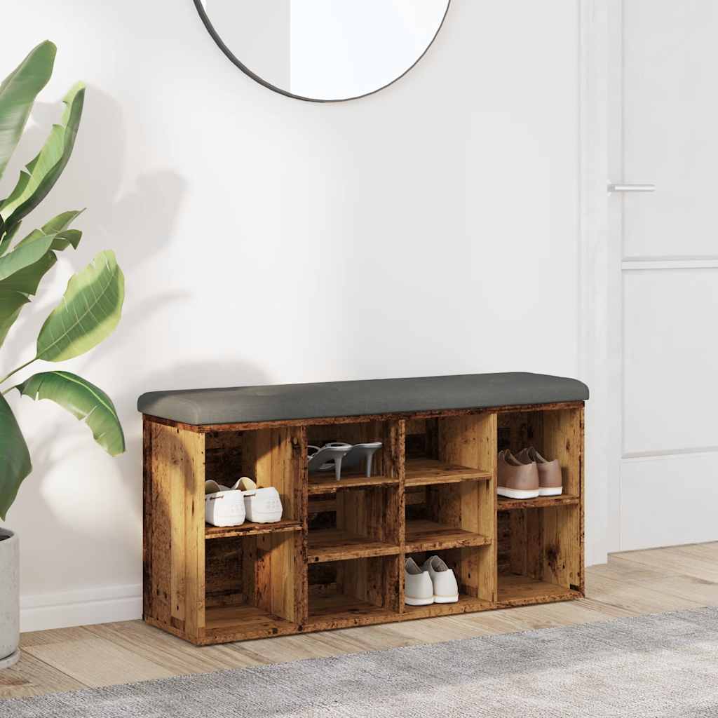 Skoskap Skohylle Skobenk Gammelt Tre 102x32x50 cm