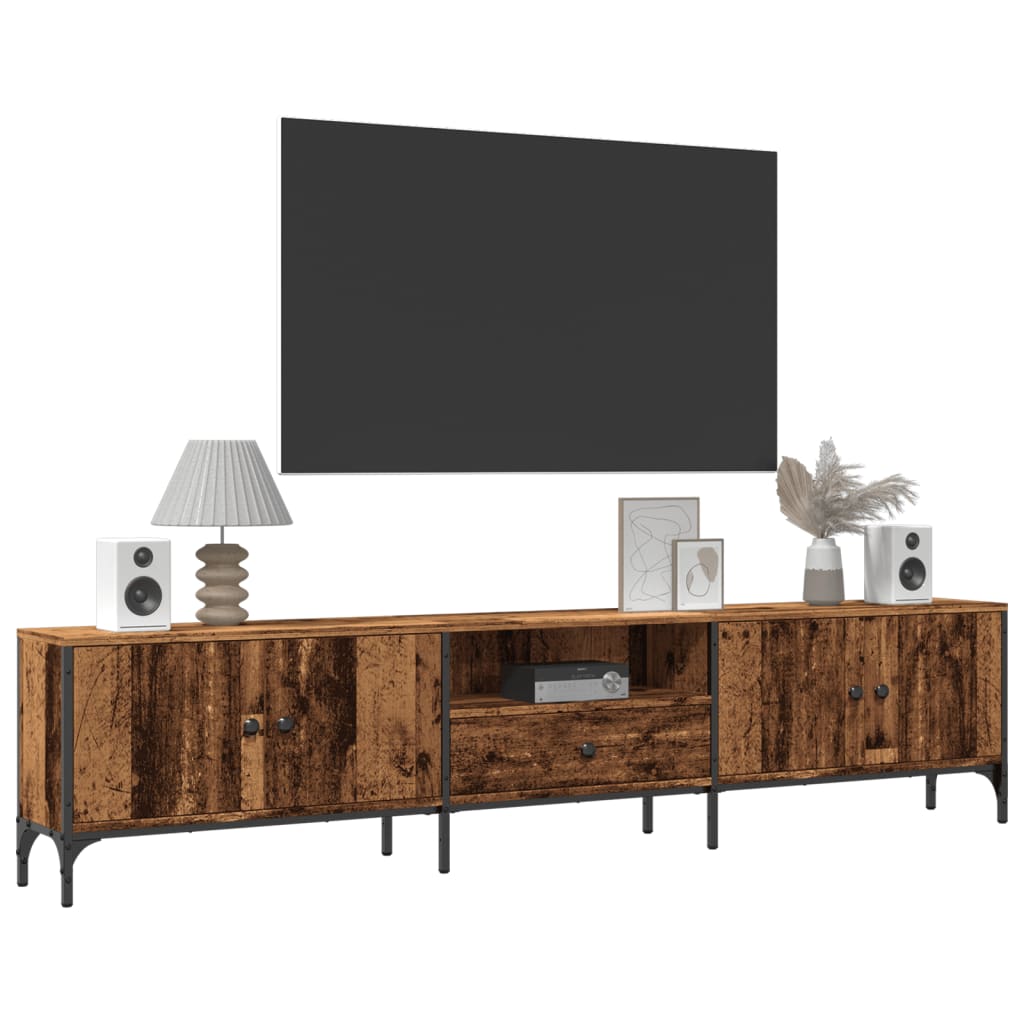 TV-Møbel Gammelt Tre TV-benk med skuff 200x25x44 cm