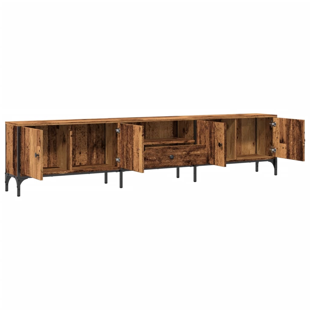 TV-Møbel Gammelt Tre TV-benk med skuff 200x25x44 cm