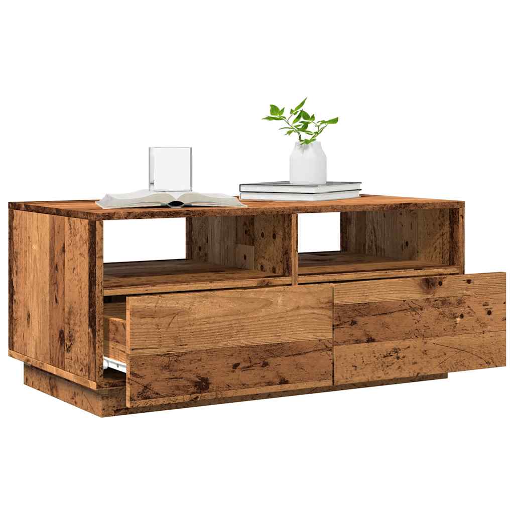 Salongbord Sofabord Gammelt Tre med LED-lys 90x49x40 cm
