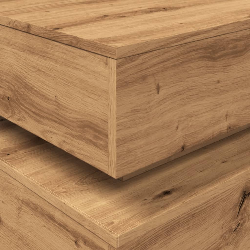 Salongbord Sofabord Artisan Eik med LED-lys 90x50x40 cm