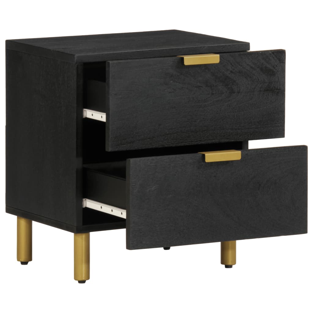 Nattbord Sengbord Svart 40x33x46 cm heltre mango