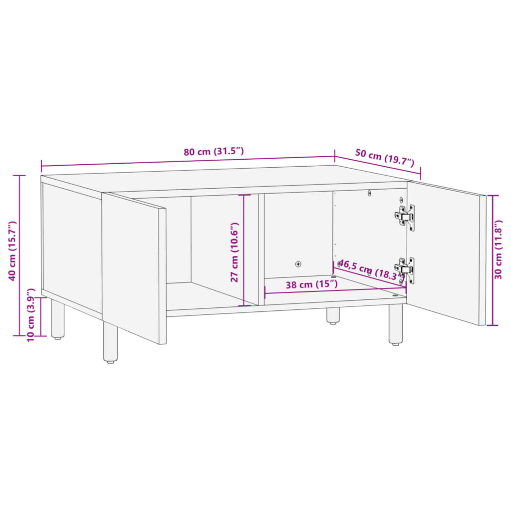 Salongbord Sofabord Svart 80x50x40 cm