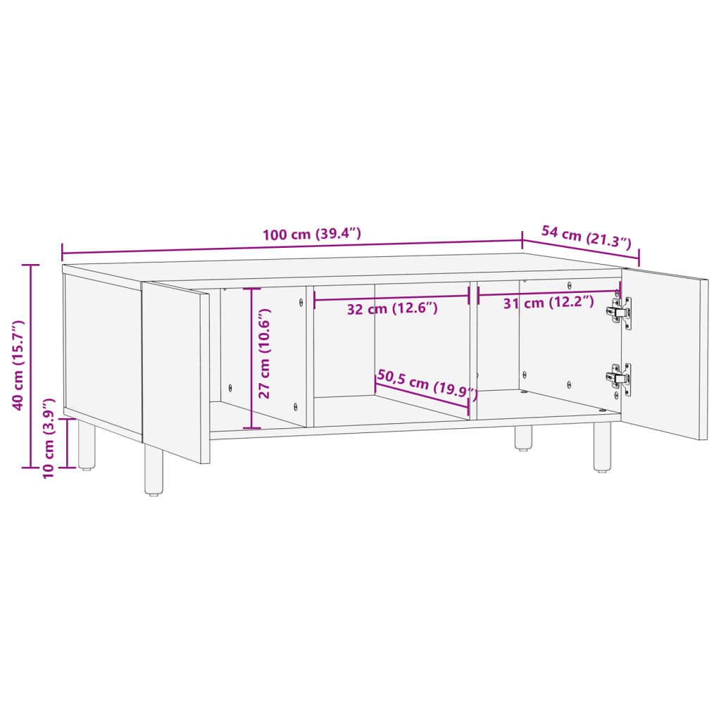 Salongbord Sofabord Svart 100x54x40 cm