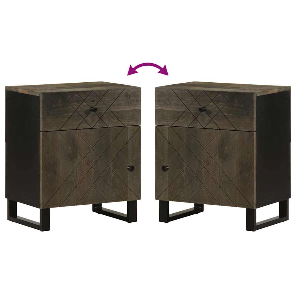 Nattbord Sengbord Svart 50x33x60 cm heltre mango