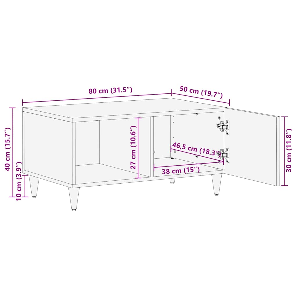 Salongbord Sofabord Tre heltre furu lysegrå 80x50x40 cm