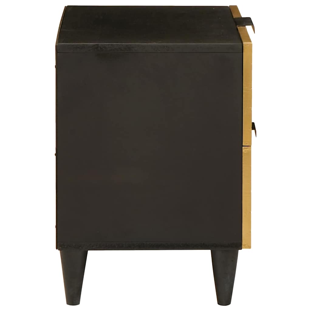 Nattbord Sengbord Svart med skuff Gull 40 x 33.5 x 46 cm heltre mango
