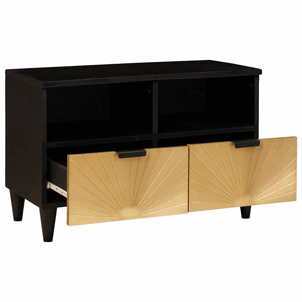TV-Møbel Tre TV-Skap med skuff Svart og Gull 70 x 33 x 46 cm heltre mango