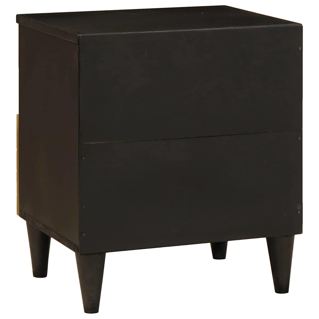 Nattbord Sengbord Svart med skuff Gull 40 x 33 x 46 cm heltre mango