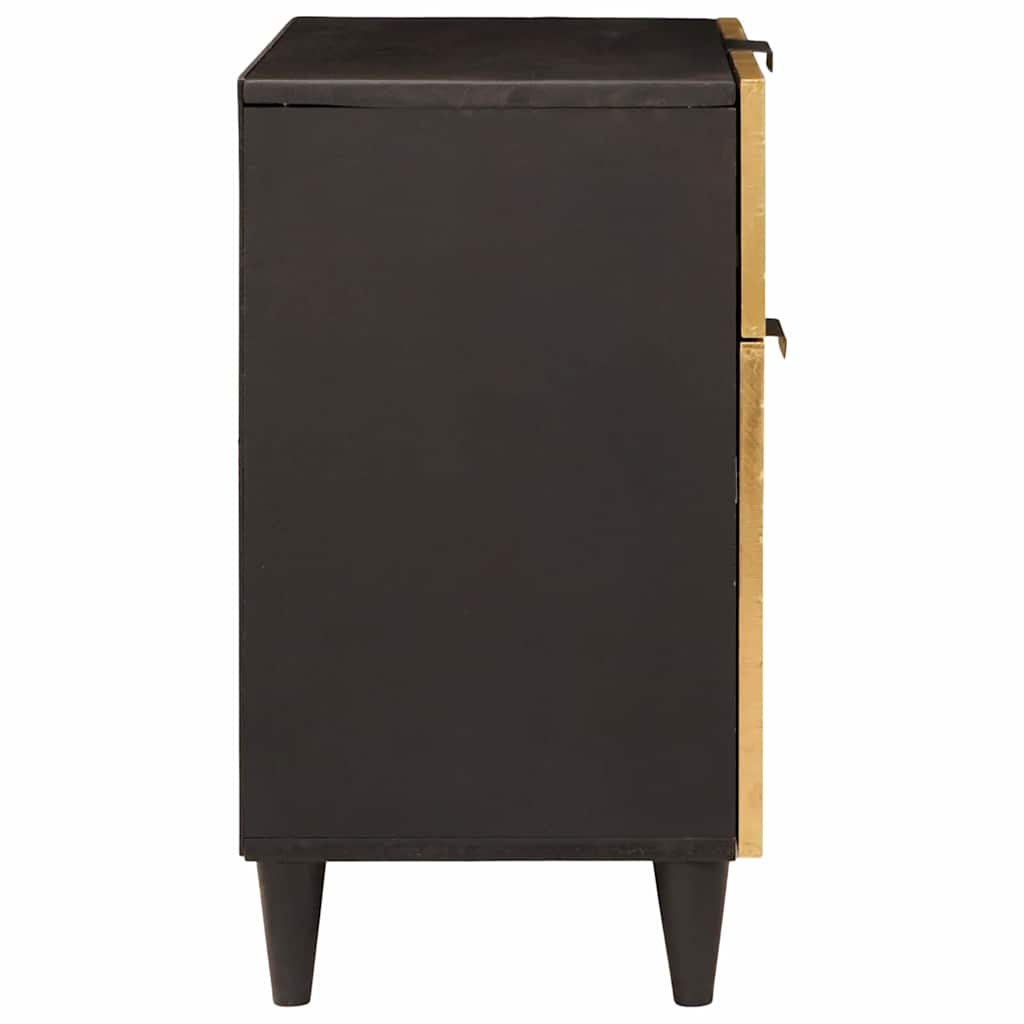Nattbord Sengbord Svart med skuff Gull 50 x 33 x 60 cm heltre mango