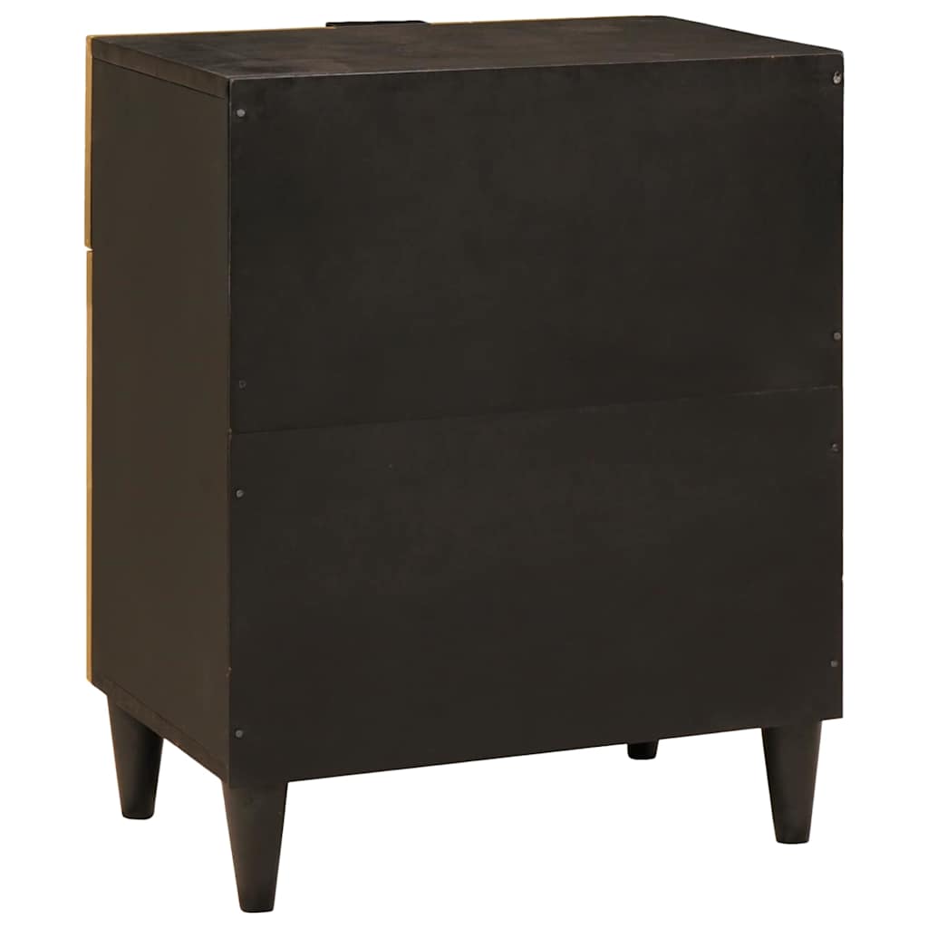 Nattbord Sengbord Svart med skuff Gull 50 x 33 x 60 cm heltre mango