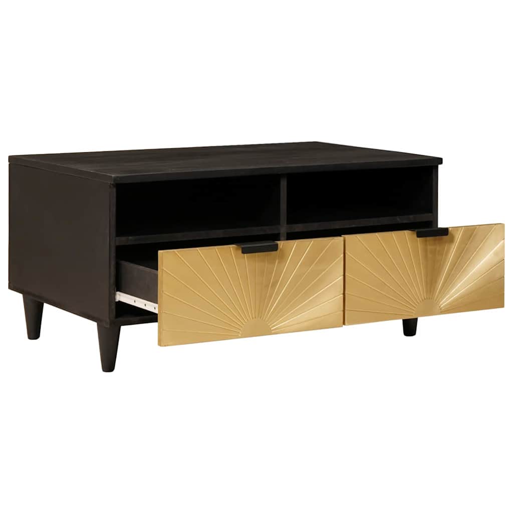Salongbord Sofabord Svart og Gull 80 x 54 x 40 cm heltre mango