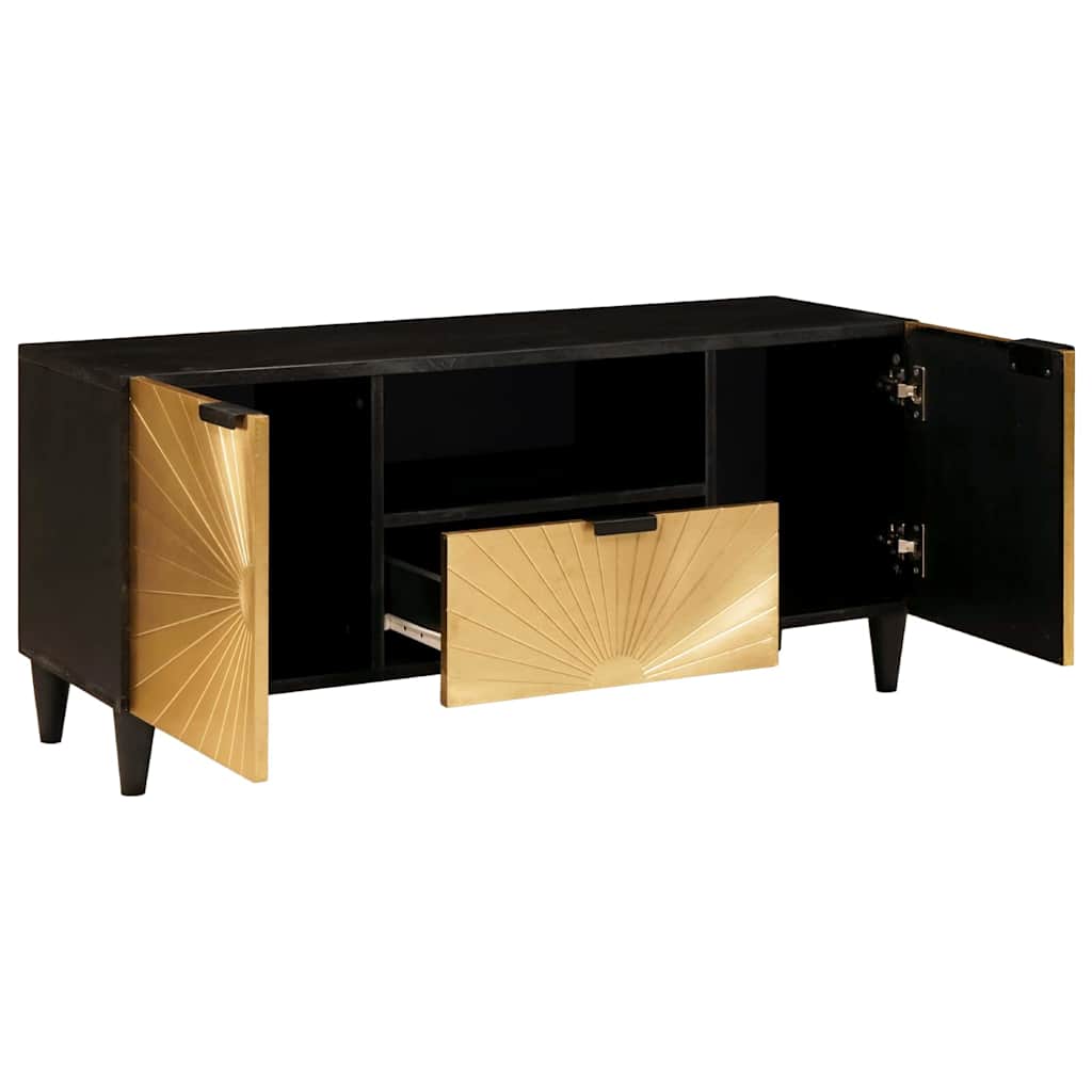 TV-Møbel Tre TV-Skap med skuff Svart og Gull 105 x 33 x 46 cm heltre mango