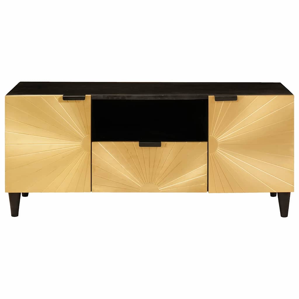 TV-Møbel Tre TV-Skap med skuff Svart og Gull 105 x 33 x 46 cm heltre mango