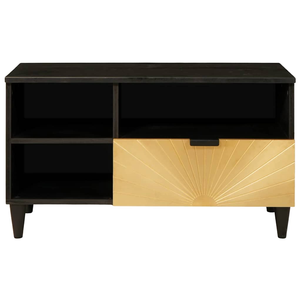 TV-Møbel Tre TV-Skap med skuff Svart og Gull 80 x 33 x 46 cm heltre mango